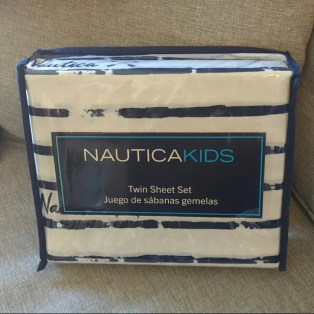 Nautica Kids Twin Sheet Set White and Blue Arrows 2021